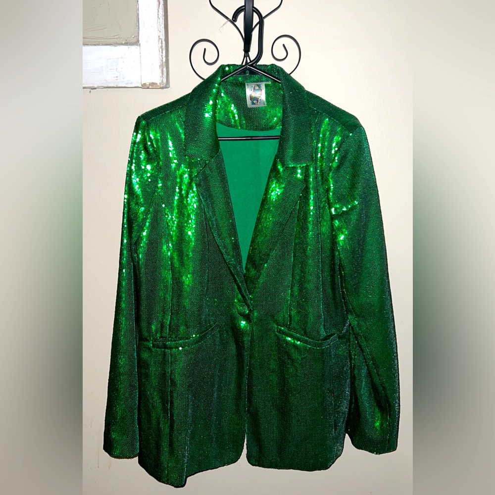 Queen of Sparkles Green Sequin Blazer